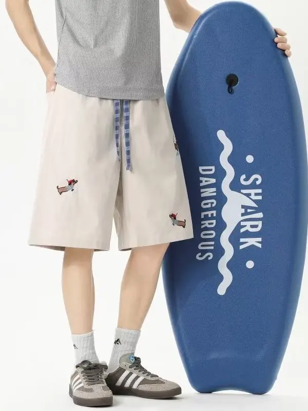 

American Retro Sausage Dog Men's orts Casual Beachwear Five-Quarter Length Comfortable Straight Leg Spor Summer Trousers