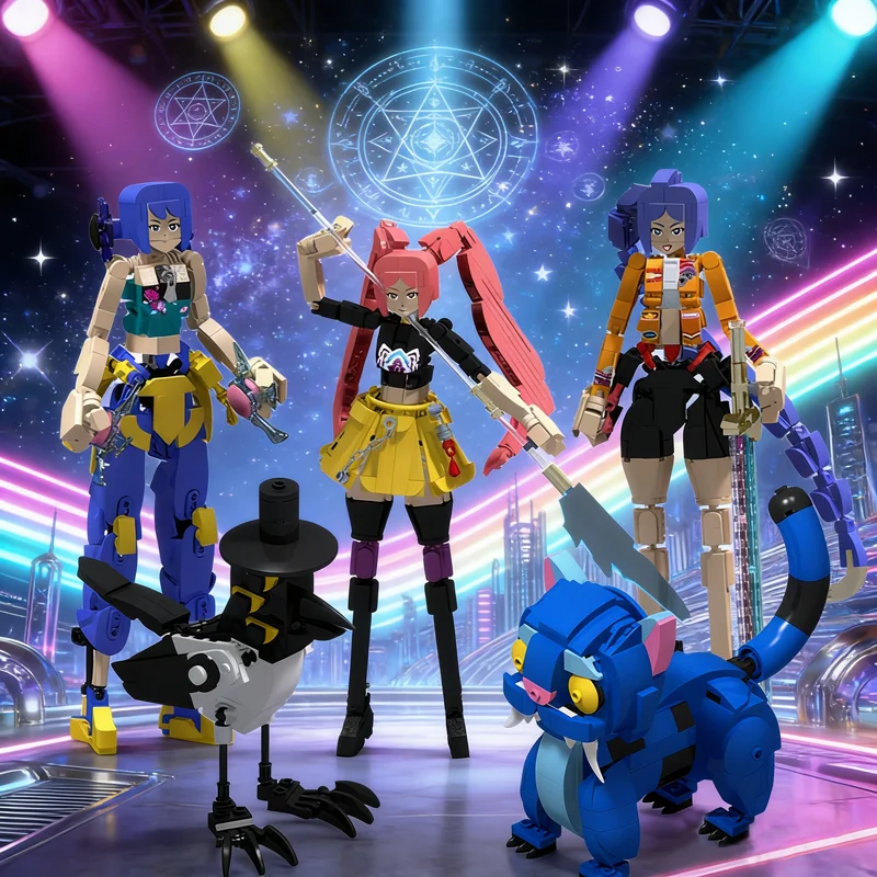 

MOC Анимационный фильм Kpop Охотники на демонов Фигурка Луми Мира Зои Модель Блоки Набор Huntrx Сорока Тигр Строительные блоки Игрушка KId Подарок