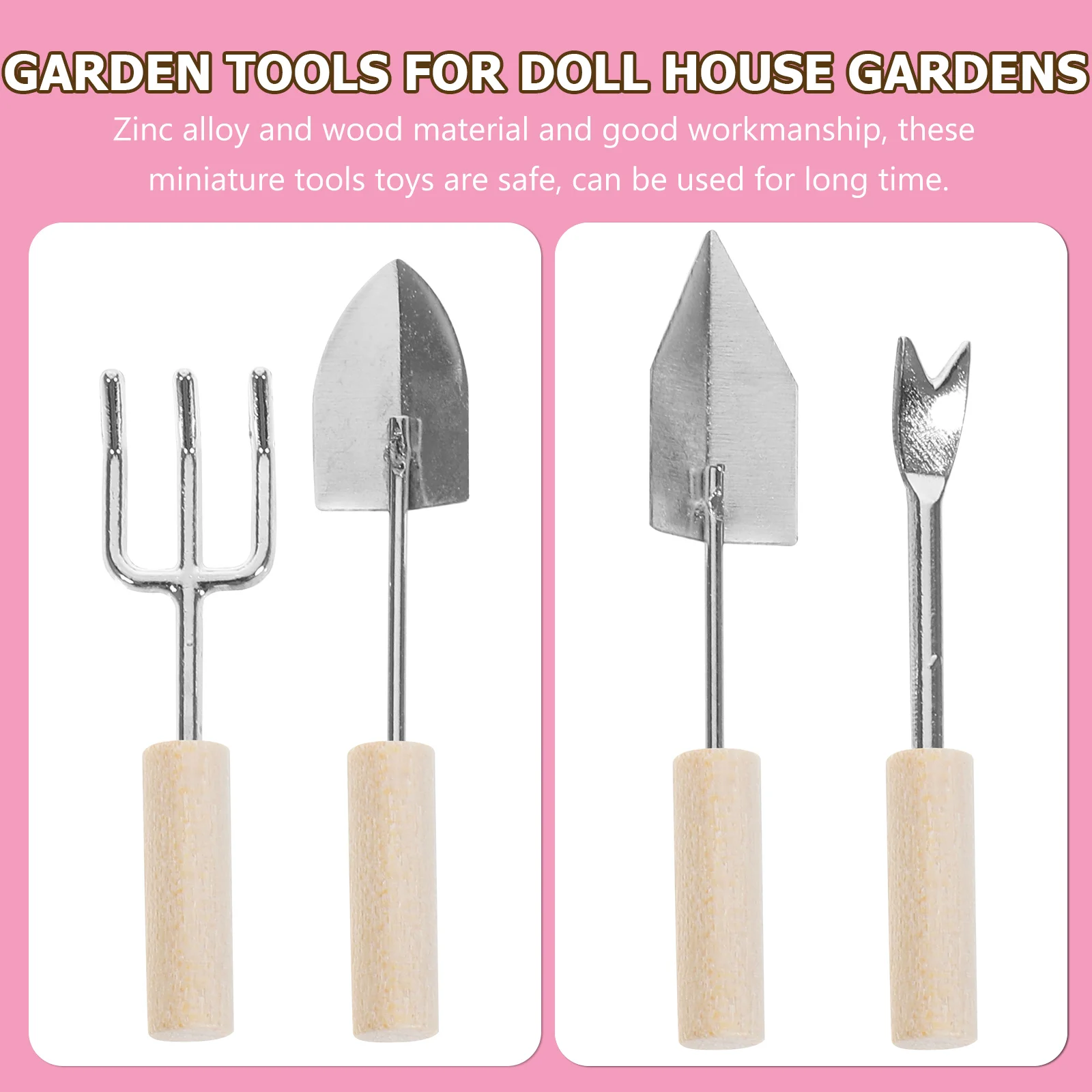 WESIEVYA Conjunto de ferramentas de jardinagem para casa de bonecas em miniatura com regador para acessórios de casa realista, 4 unidades