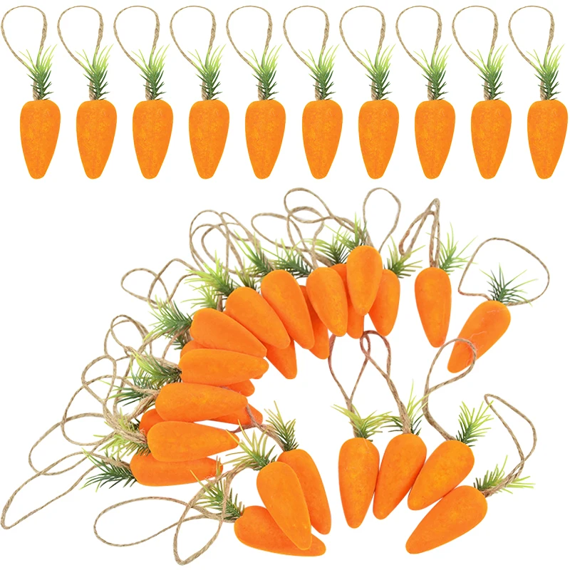 

10PCS Easter Carrot Ornaments Decorations For Home 2023 Artificial Carrot Easter Tree Hanging Pendant Party Supplies Kids Gift