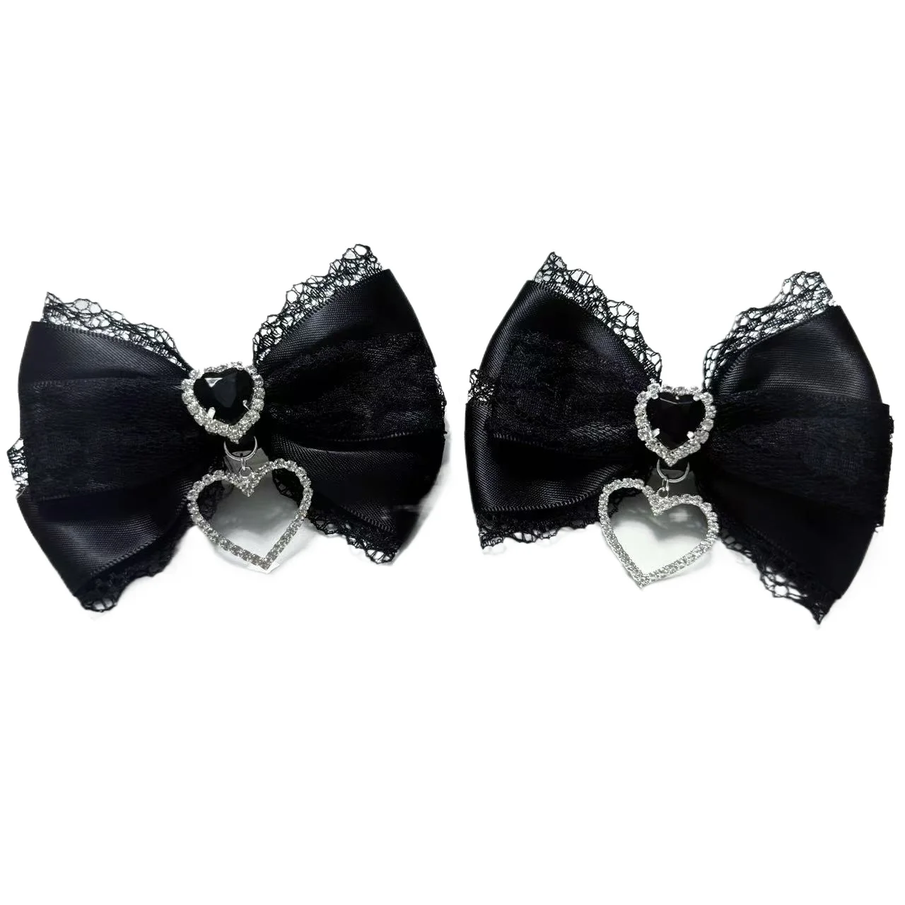 اليابانية الأصلية اليدوية الحلو ولطيف فتاة مجوهرات الأرض برعم المرأة إكسسوارات الشعر الدانتيل حجر الراين القوس دبوس الشعر بروش #6