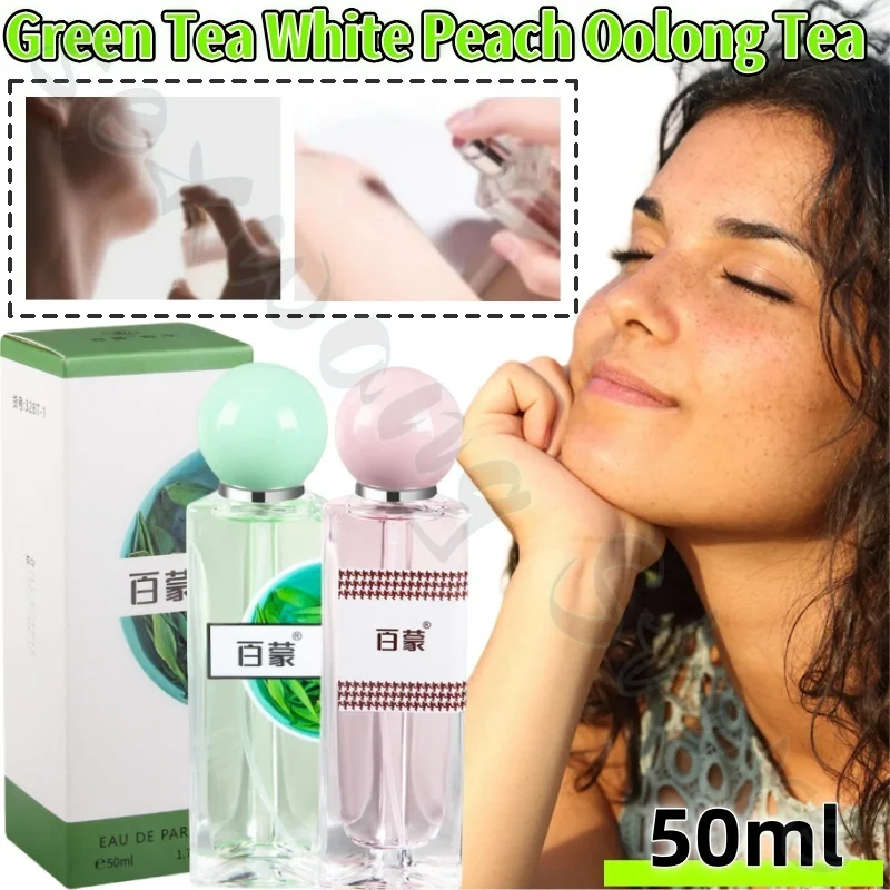 Té verde, melocotón blanco, fragancia de té Oolong, fragancia ligera Natural de larga duración para mujer, 50ml, Perfume corporal en aerosol para cubrir el olor