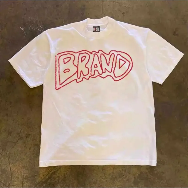 American Letter Retro Printed Men's and Women's Fashion Trend Short Sleeved Summer New Soft Skin Friendly Casual T-shirt