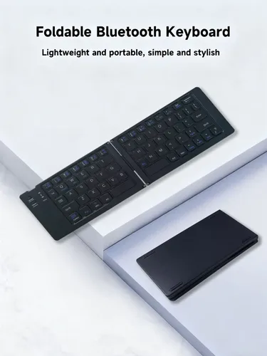 Imagen 2 del producto Teclado plegable inalámbrico portátil, carga tipo C, teclado para tableta portátil Bluetooth multifuncional ultrafino