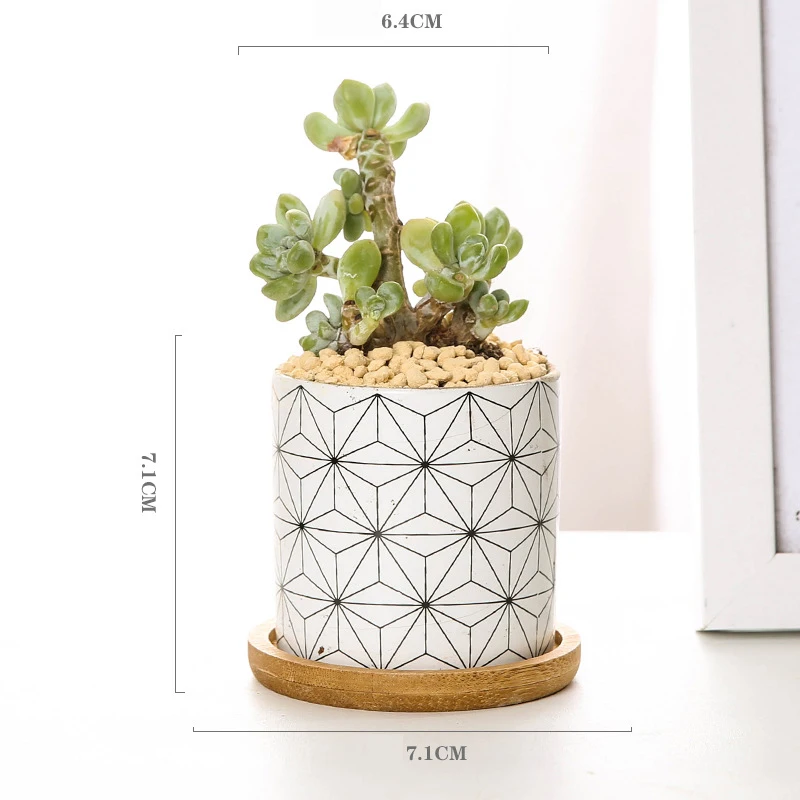 Modern Geometric Pattern Ceramic Flower Pot Succulent Plant Pot Planter Office Desktop Bonsai Home Garden Decoration