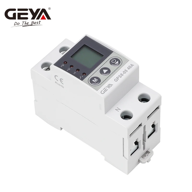 GEYA GPS8-05 Current/Voltage Protective Device with Metering Function 32A 40A 63A 80A 220VAC Query Electricity&Power LCD Display