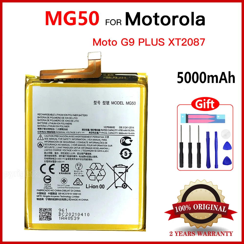 Original Replacement Batteria MG50 High Quality Battery For Motorola Moto G9 PLUS G9+ MG 50 Mobile Phone Batteries+Free kits