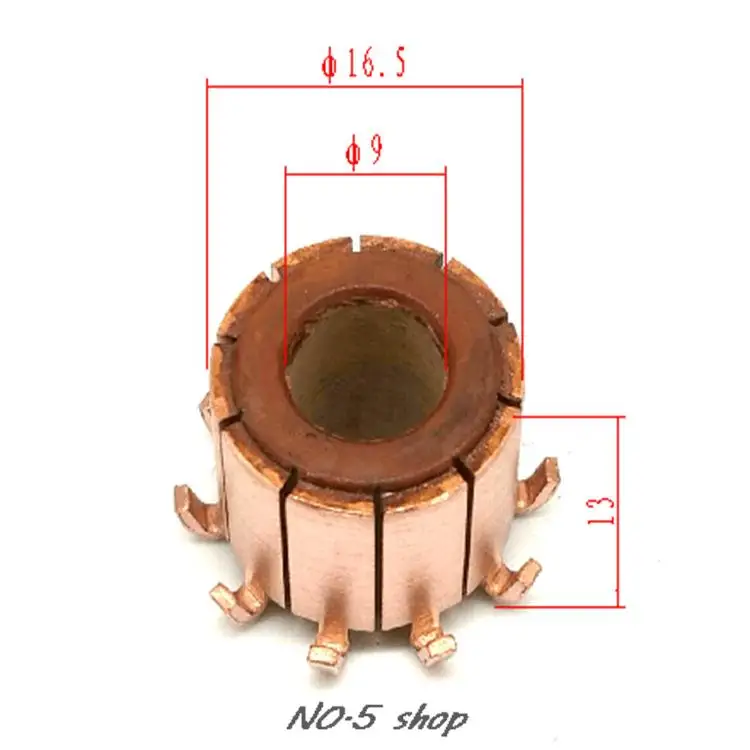 1Pc 9x16.5x13(13.7)mm x 10P Copper Bars Electric Motor Commutator CHY-3034-10-9