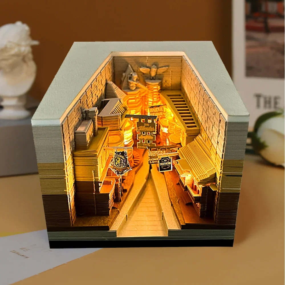 Omoshiroi Block 3D Notepad Memo Pad Alley DIY House Notepad 3D Stationery Decorative Figurines