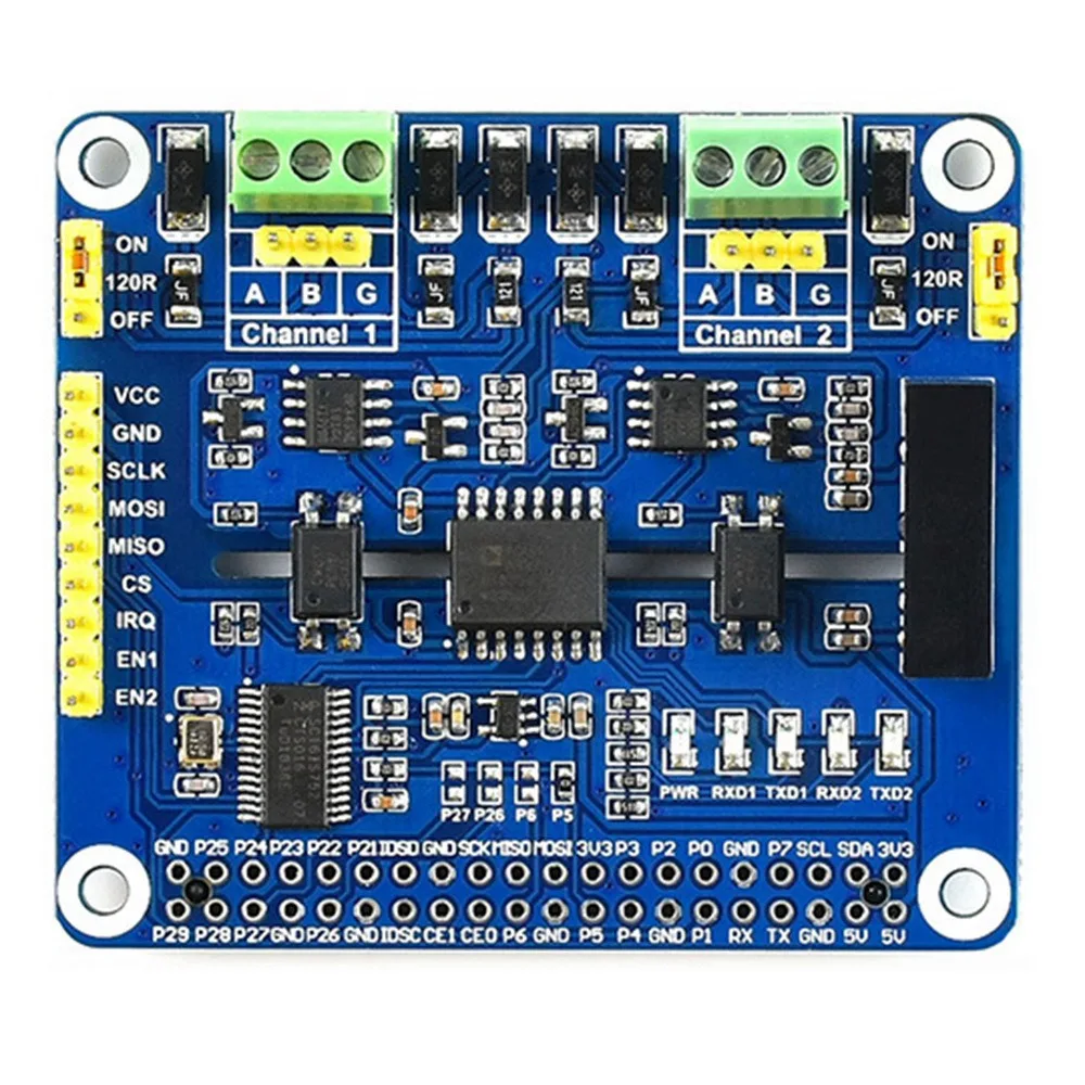 Wave share Dual-Channel-isoliertes RS485-Erweiterungsplatinenmodul für Himbeer-Pi 40-Pin-GPIO-Onboard sc16is752/sp3485