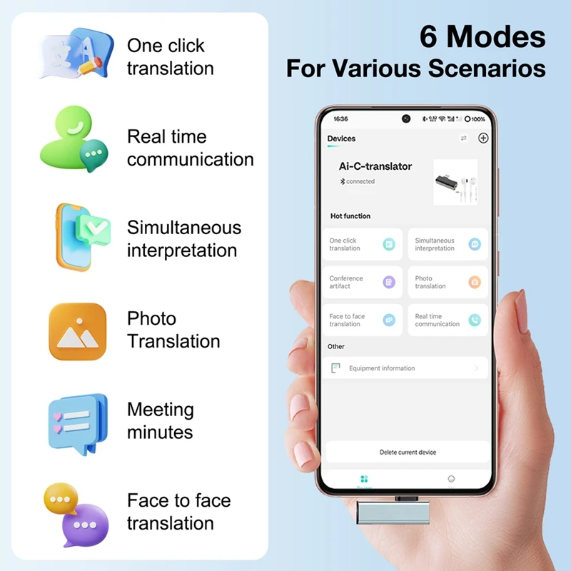 Super Sale 140 Languages Real Time Translator Portable AI Type-C Adapter
