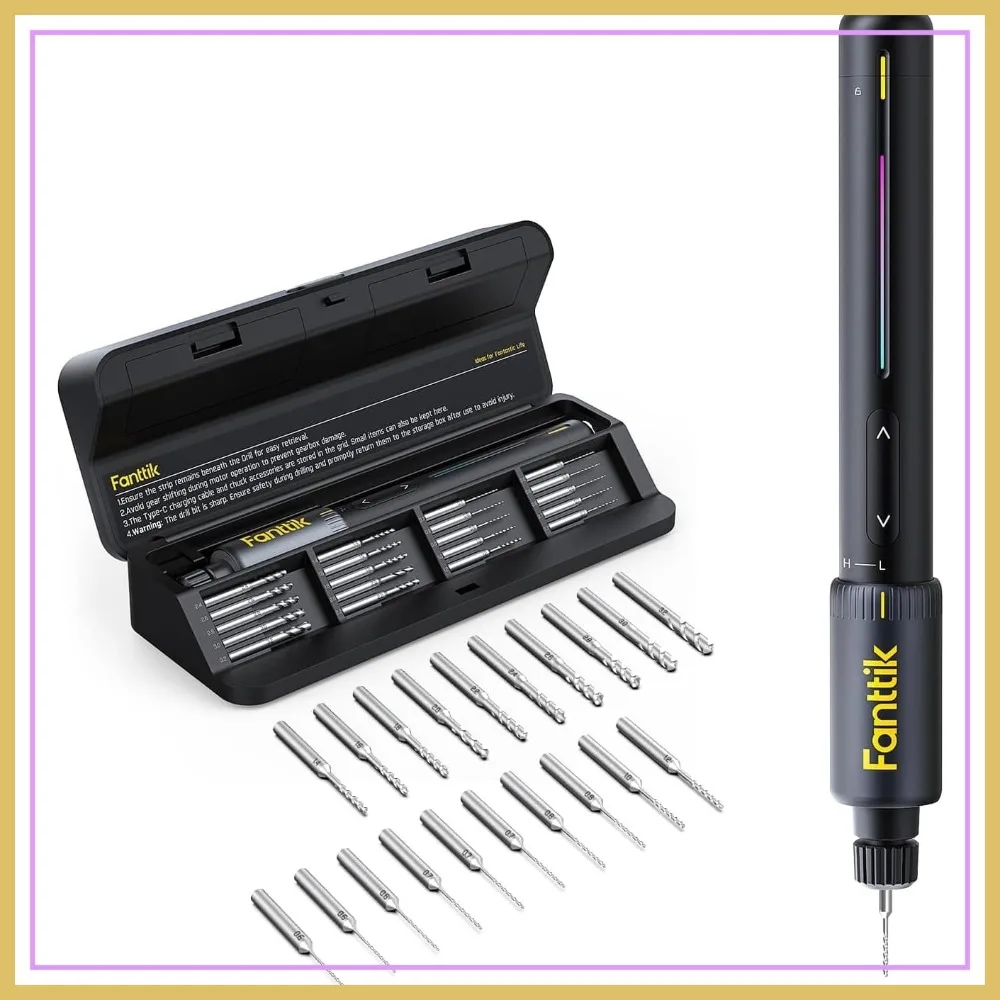 

Mini Power Drill 20 Bits 800mAh Rechargeable Tool Kit for DIY Jewelry PCB Shell Plastic Aluminum