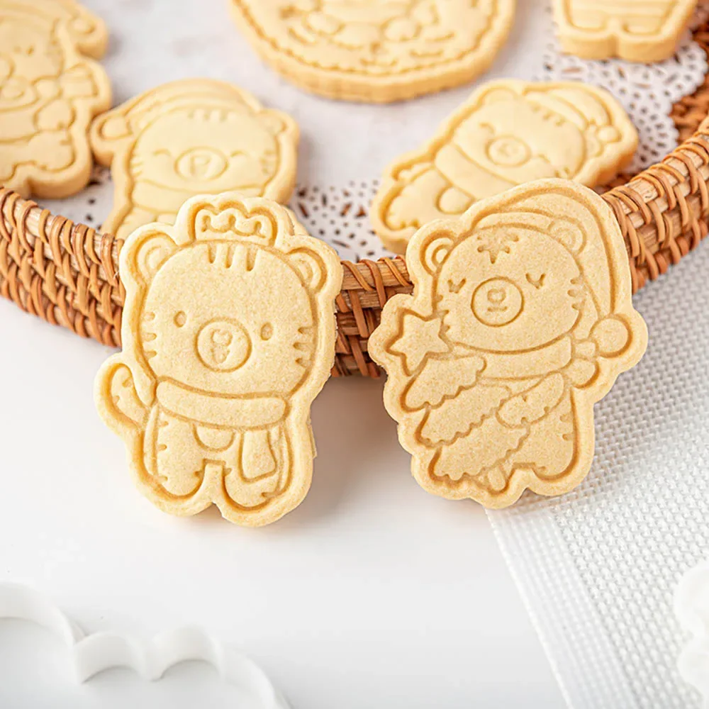 Cartoon Cute Tiger Cookie Plunger Cutters Fondant Cake Mold Biscuit Sugarcraft Cake Decorating Tools