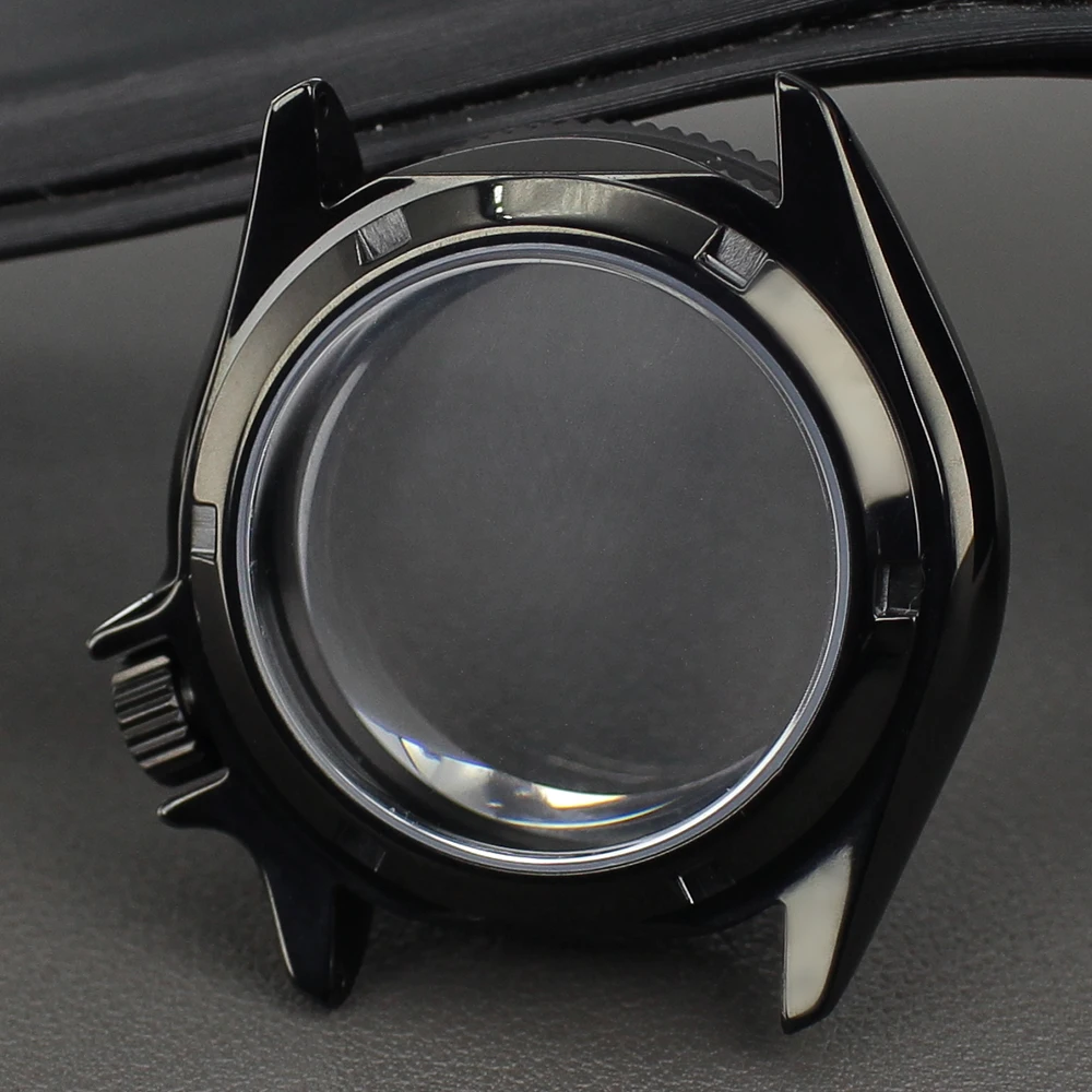 Zwart PVD 38 mm 316L roestvrijstalen horlogekast keramische bezel saffierkristal voor NH35 NH36 4R35 4R36 automatisch uurwerk 28,5 mm