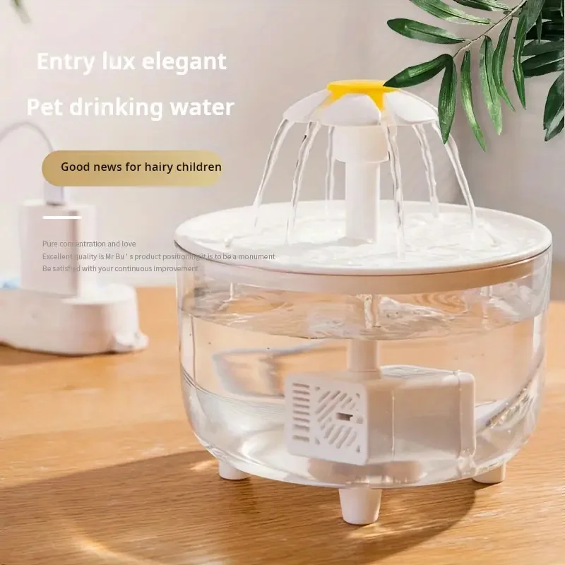 1.5L Large Capacity Transparent Pet Water Fountain - Automatic Circulation, USB Powered, Whisper Quiet, Easy to Clean, BPA-Free