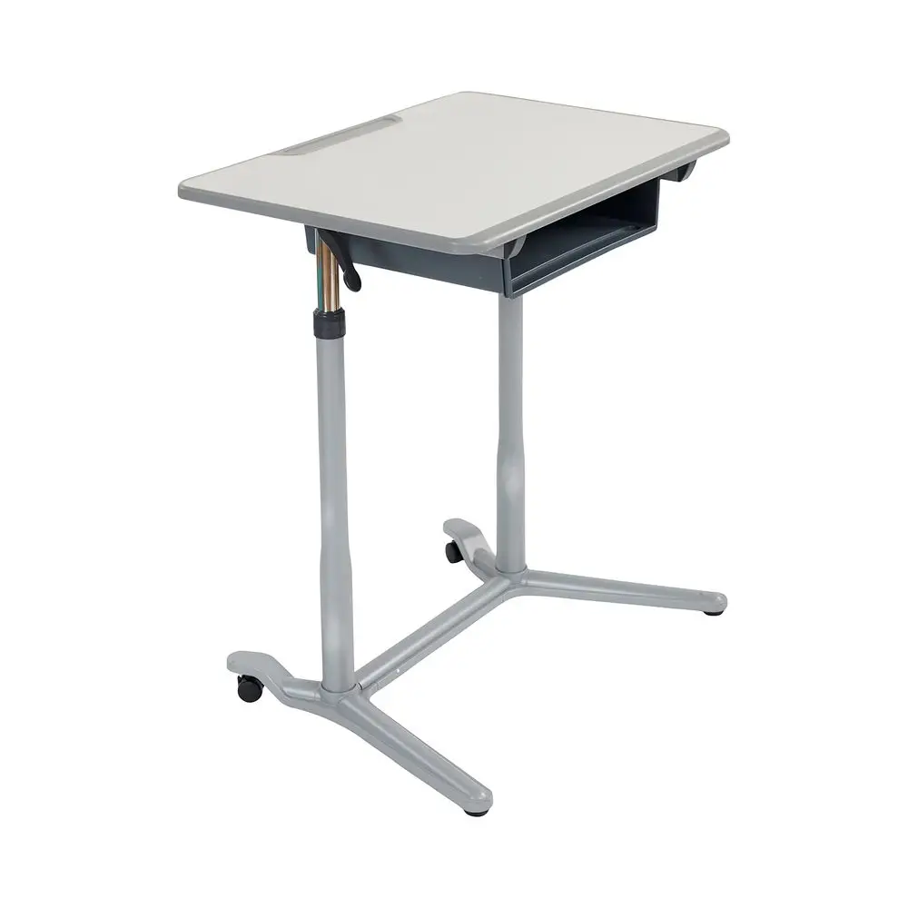 

3S Mobile Desk, Sit Stand and Store, Adjustable, Open Front Desk, Grey