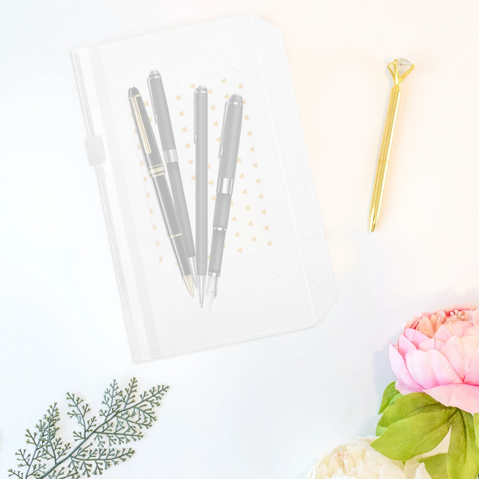 

5 Pcs Folder Storage Bag Binder Paper Pocket Folders File Zipper Protectors for Pvc Punched Pockets