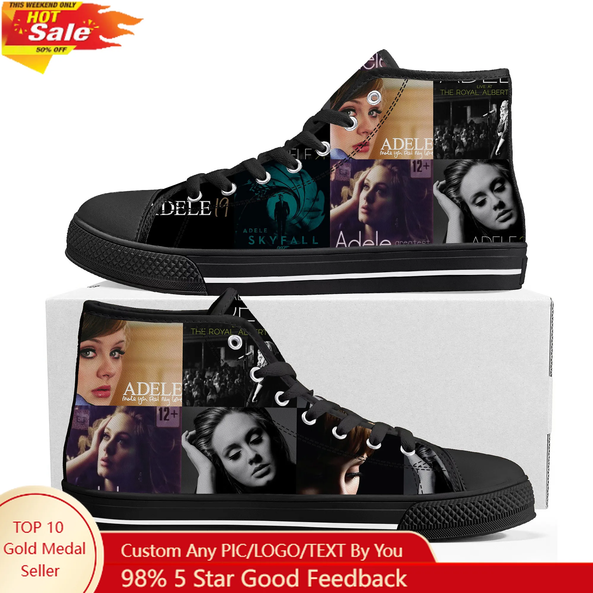 

Adele Singer Poster High Top Sneakers Hot Pop Music Mens Womens Lightweight Canvas Sneaker Ghana Hiking Casual Custom Shoes