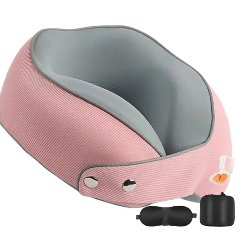 

Travel Neck Pillow U-Shaped Neck Support Pillow In Memory Foam Sleep Masque And Ear Plugs Included Breathable Neck Pillow For