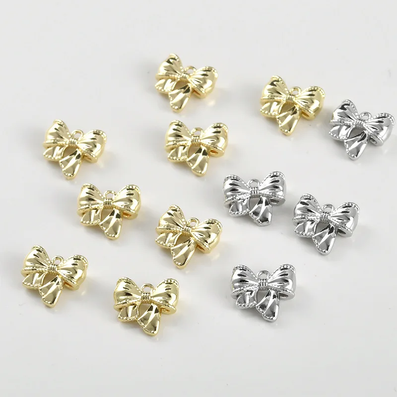 Copper-plated 14k Gold Color Super Fairy Bow Pendant DIY Handmade Bracelet Necklace Earrings Accessories Material