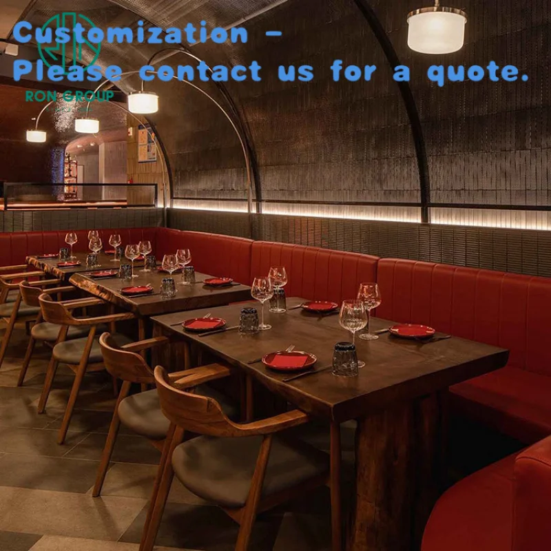 

custom.Luxury Interior Solid Wood Laminated Leather Restaurant Upholstered Sofa Furniture Booth Seating Design Table Chair
