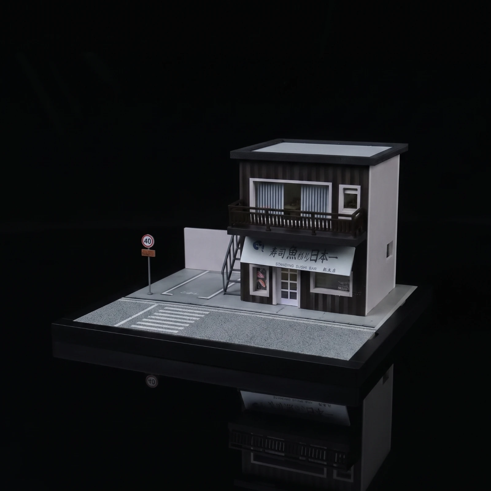 City Setting with Light Assembled Tabletop Diorama Mini Street Light with Base Compact for Hobbyists, Photography Backdrop