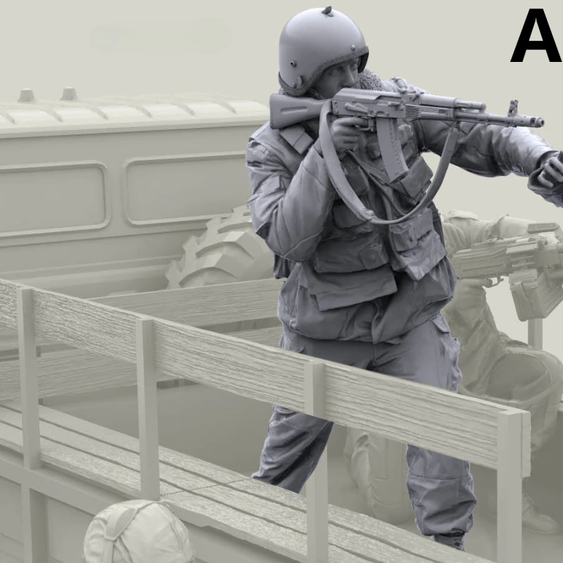 1/16 Scale Die-Cast Resin Figure Model Kit Russian Internal Troops Rescue Operation (No Truck) Unassembled Unpainted