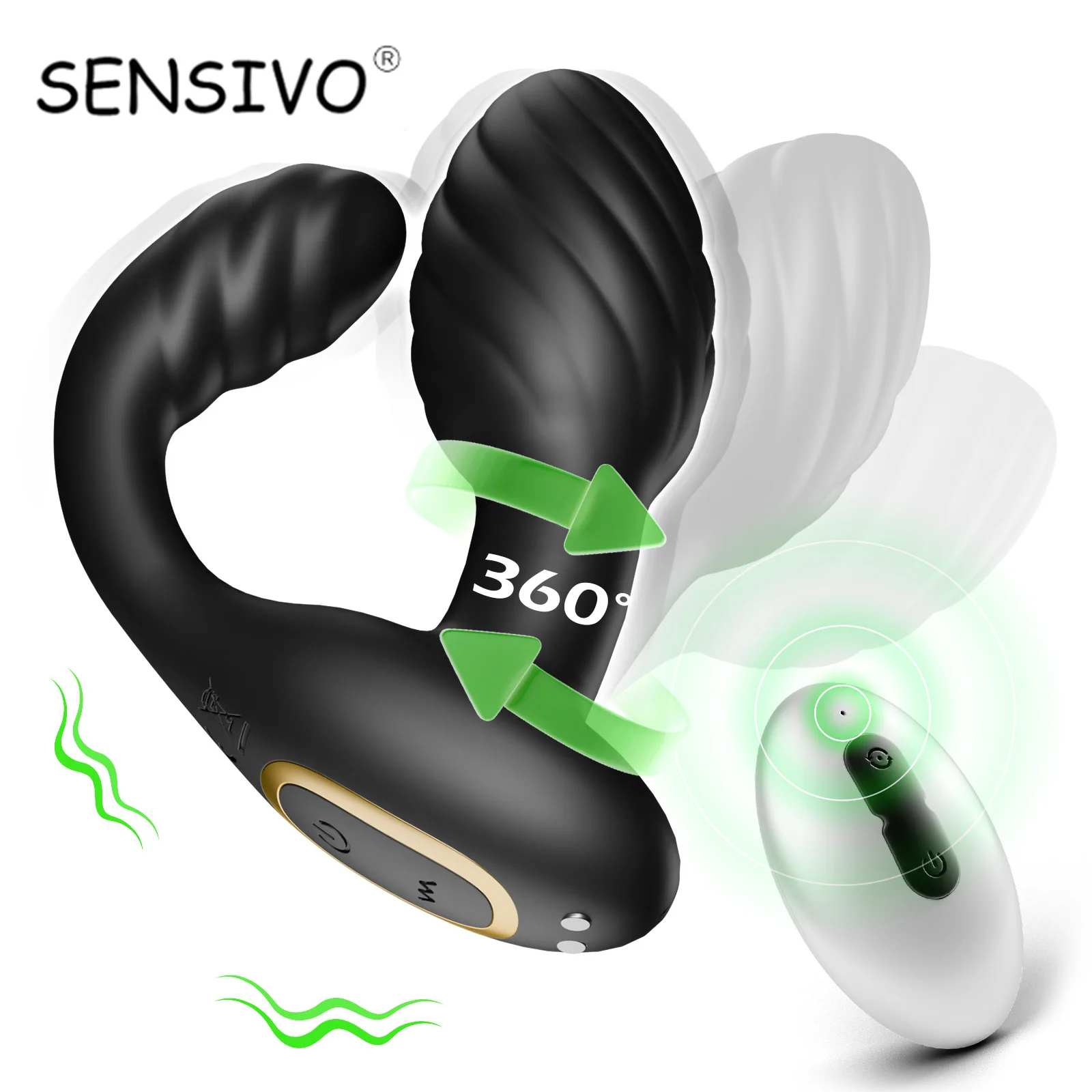 SENSIVO-vibrador inalámbrico con rotación de 360 grados para hombre, tapón Anal, masturbador giratorio, masajeador de próstata, Juguetes sexuales