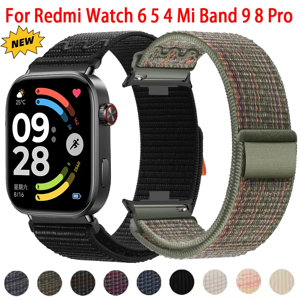 Nylon Geflochtenes Schlaufenarmband für Xiaomi Band 8 9 Pro Sportliches Atmungsaktives Armband Redmi Watch 6 5 4 Austauschbarer Correa-Gürtel