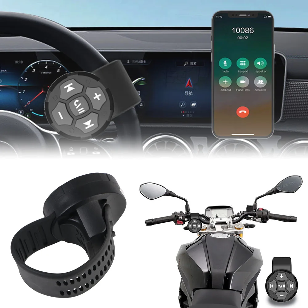 Wireless Bluetooth 5.3 Motorcycle/Bike Steering Wheel Remote Control Remote Button Helmet Earphone Handlebar Media Controller