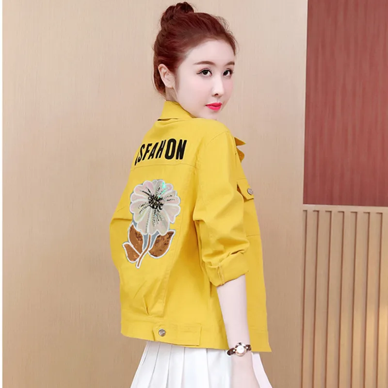 

Осень 2023. Женская джинсовая куртка. Универсальная весенне-осенняя модная хлопковая однотонная куртка на молнии.