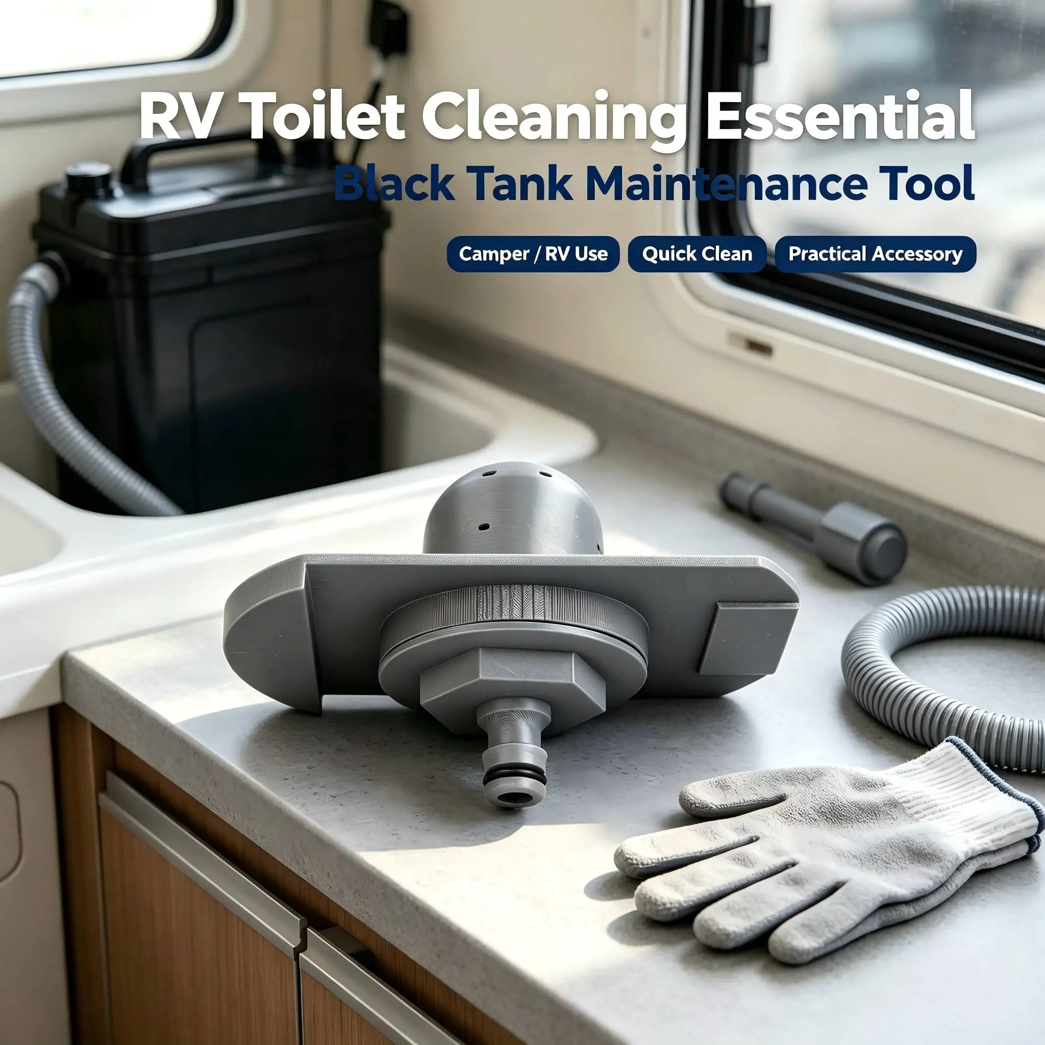 1-Piece Rv Toilet Cleaning Tool Compatible with Thetford C250/C260 Cassette Toilets, Rv/Camping Vehicle Black Water Tank Deep Cleaning and Maintenance Tool