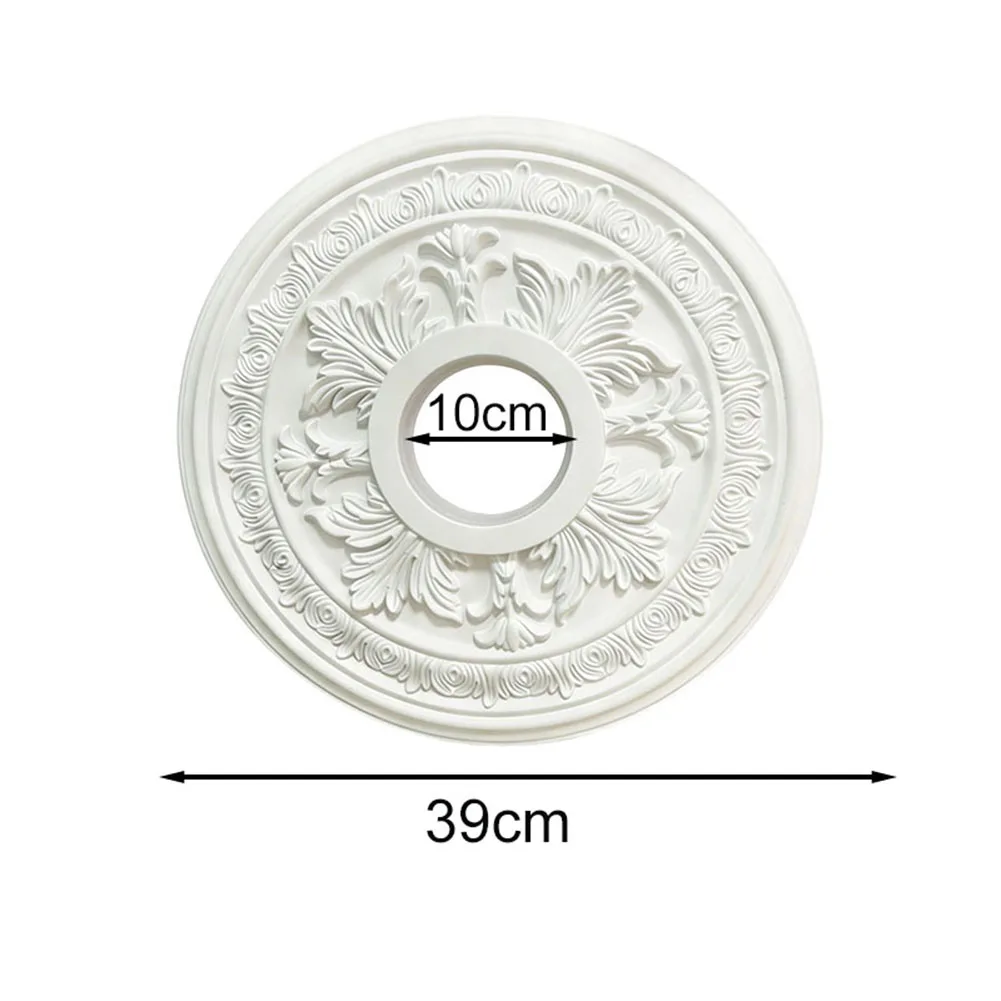39cm Outer 10cm Inner White PU Ceiling Decorative Cover Circular Light Fixture Canopy Vintage Style Home Decor