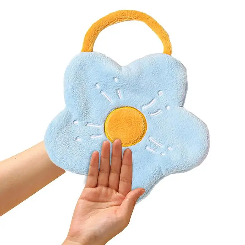 Super Absorbent Cartoon Child Hanging Towel Hand Towel Soft Cute Flower Shaped Towels Home Cleaning Cloth For Bathroom