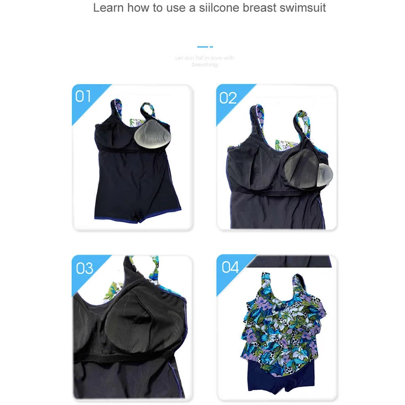 1 Piece Mastectomy Transparent Clear Silicone Swim Breast Form Swim Form Enhancer Inserts Triangle Shape Push-up Bra Inserts