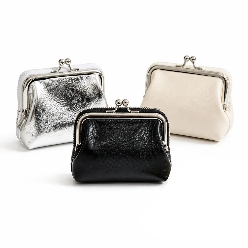 Gifts PU Coin Purse Detachable Two-in-One Structure Change Purse Clasp Closure Vintage Style Wallet Daily Carry