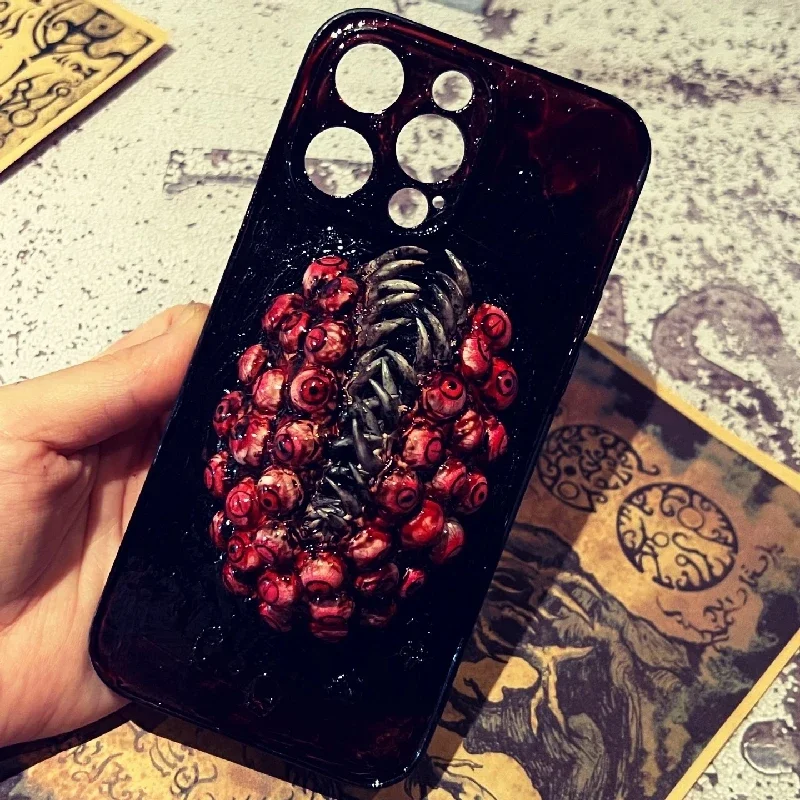 

4136 Original 3D Handmade Mobile Phone Case Bloody Cthulhu Eyes Big Mouth Sharp Teeth Gothic Art Mobile Phone Case Custom Gift