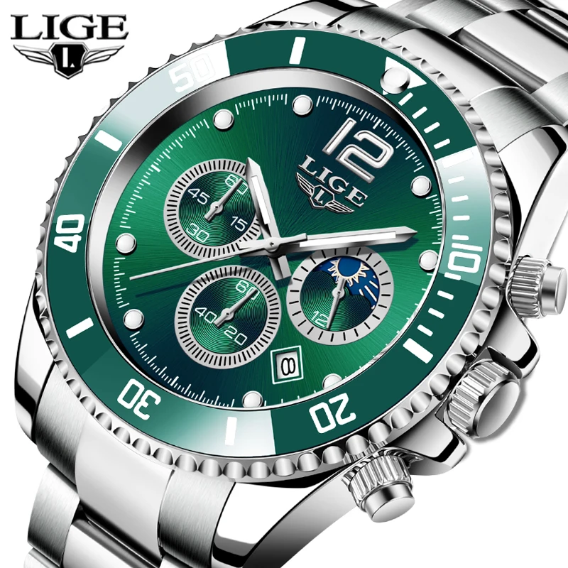 LIGE Top Brand Luxury Fashion Watch Men 3ATM Waterproof Date Clock Sport Watches Mens Quartz Wristwatch Relogio Masculino+Box