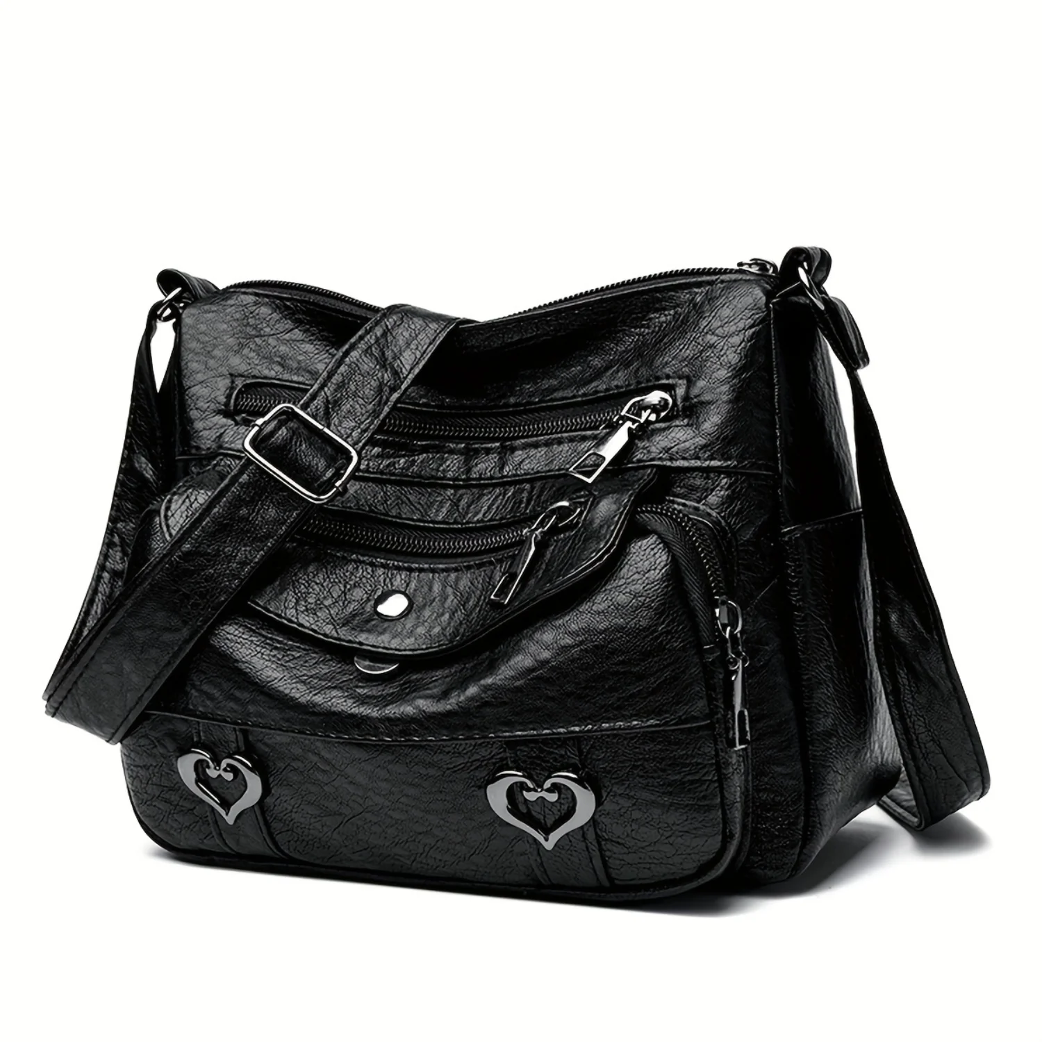 Retro Messenger Bags, Multi Pockets Crossbody Bags, Fashion Shoulder Purse With Metal Decor
