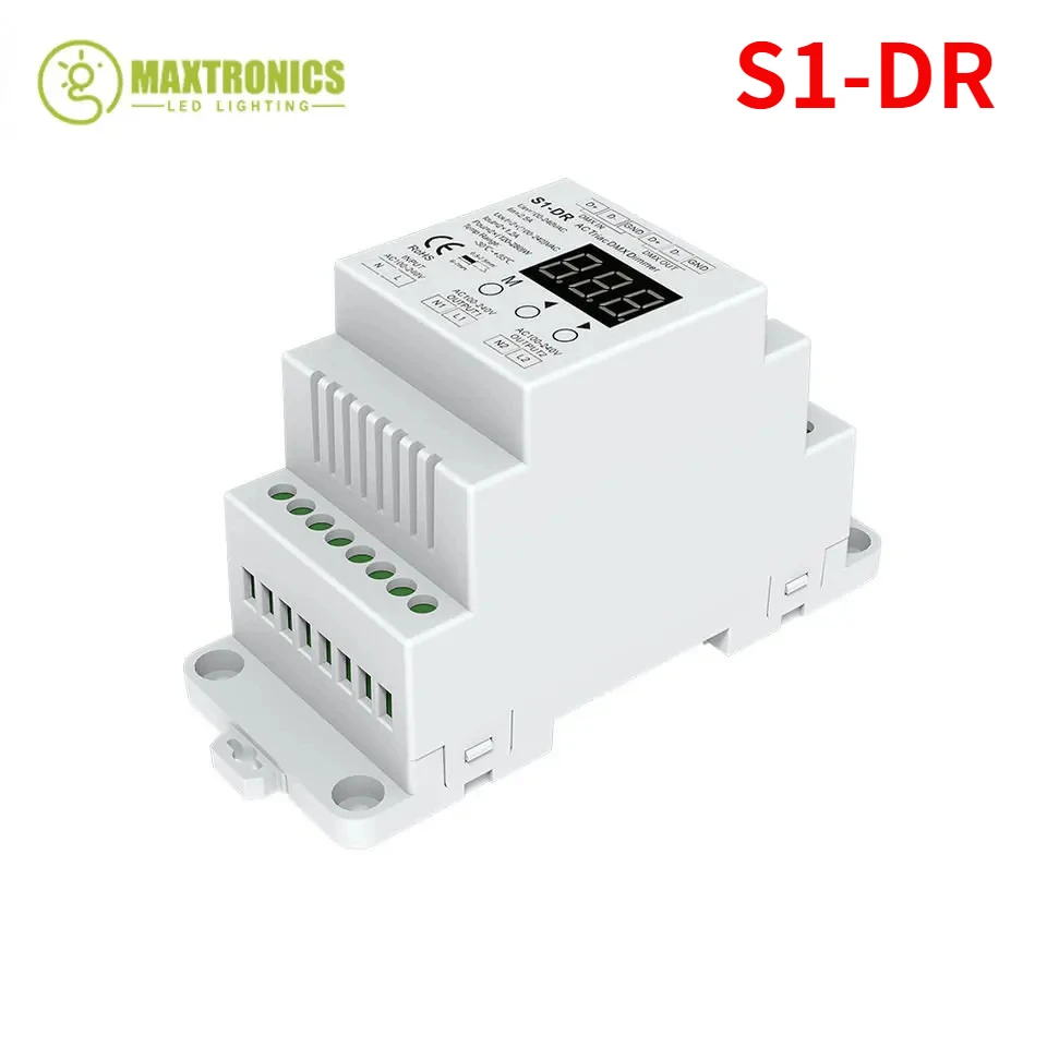 Skydance S1-DR AC110V-220V DIN Rail 2Channel AC Triac DMX Dimmer Dual Channel Output Silicon DMX512 LED Controller