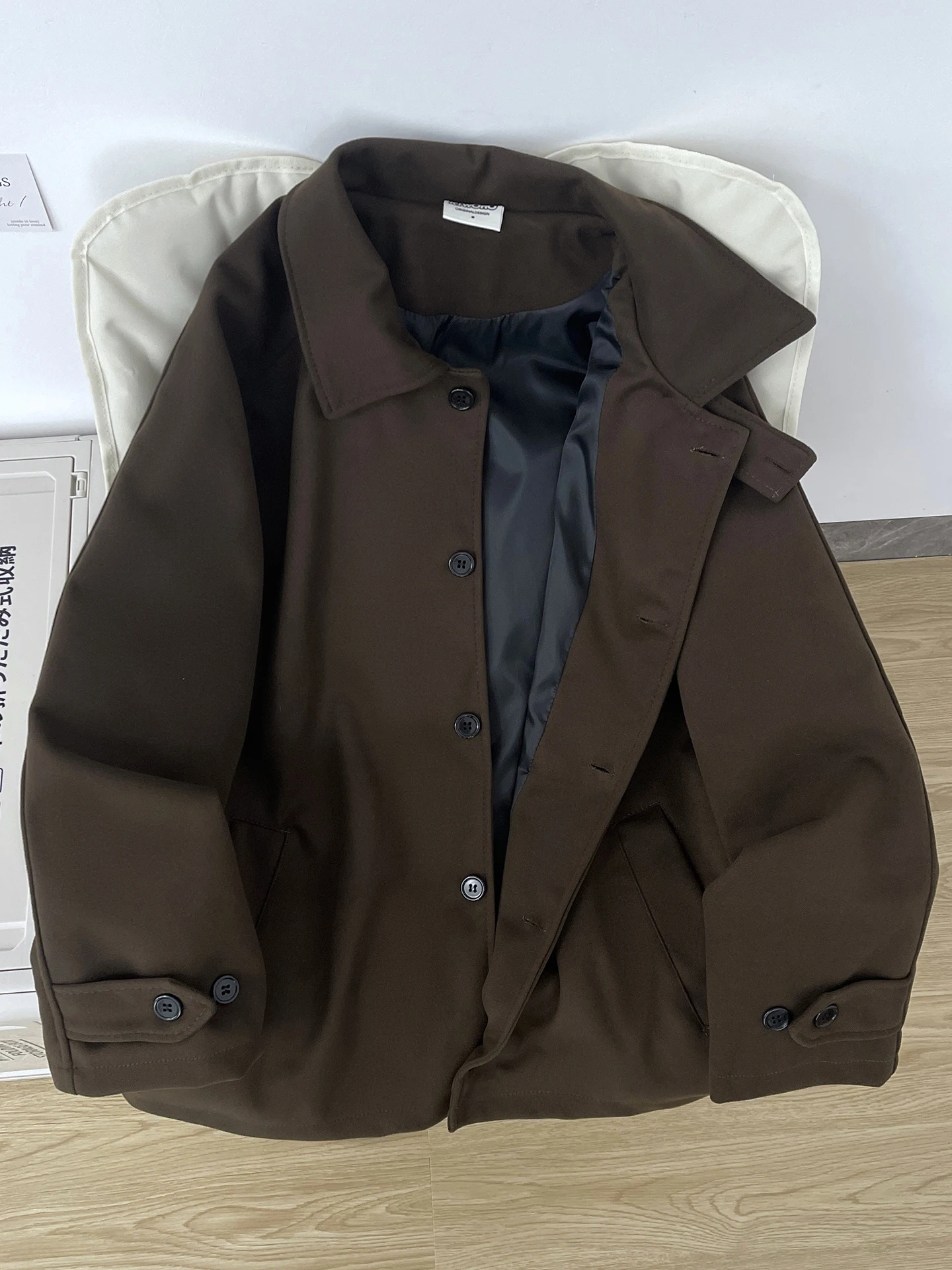 

Autumn Winter Men's Woolen Coat Casual Loose Thiened Jaet Teenage American Trend Brand Street Sle Windbreaker