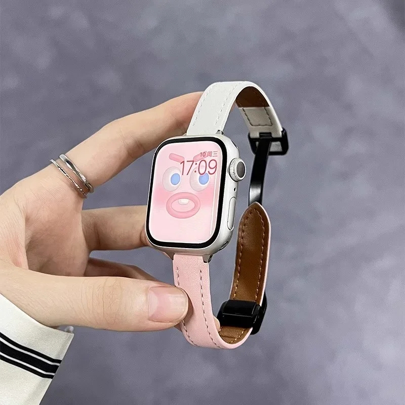 

Магнитный кожаный ремешок для Apple Watch Ultra band 49 мм 45 мм 41 мм, браслет для iWatch series 8 SE 7 6 5 4, 40 мм 44 мм 38 мм 42 мм