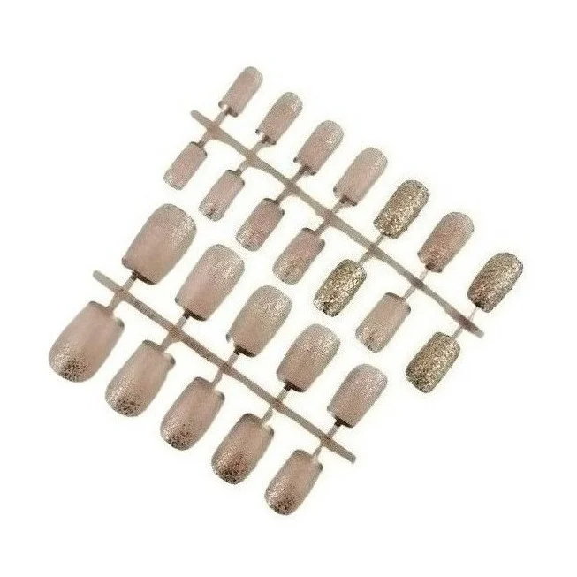

2026 New Simple 24-piece Manicure Wearable French Glitter False Nail Extension Removable Nail
