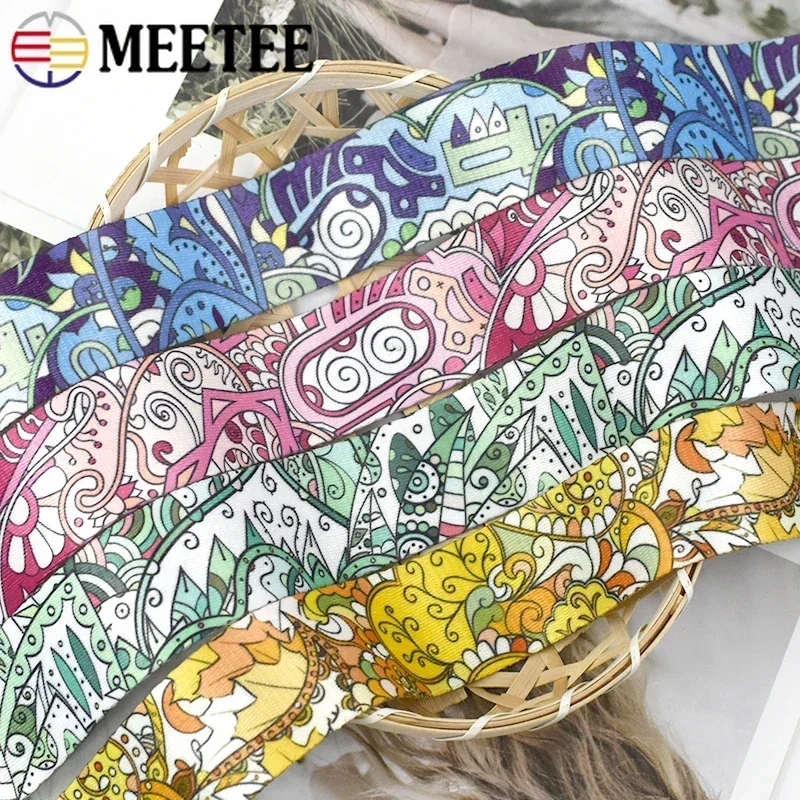 2-10M Meetee 38mm Nylon Webbing Ribbon Printed Tape Belt Strap Dog Pet Collar Leash Rope Band for Sewing Clothes Accessories