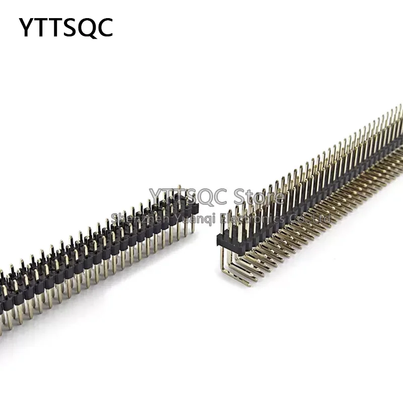 2PCS 3x40 P 2.54mm Pitch Pin Header Triple Row Male Right Angle Square Pins Through Hole Gold Plated Three Rows Space 2.54 2PCS