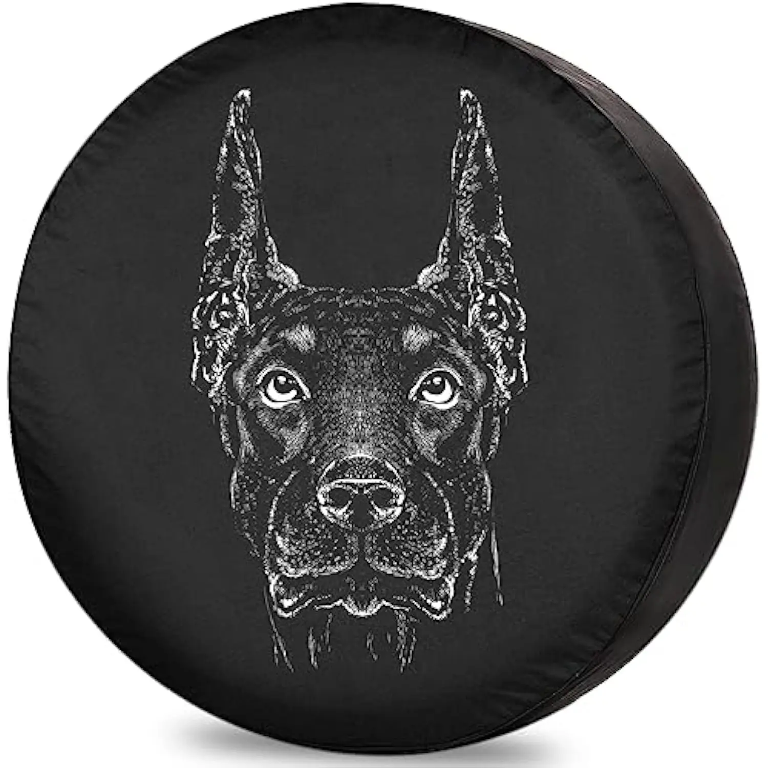 Doberman Dog Portrait Tire Cover Camper Travel Trailer RV Spare Wheel Protector Weatherproof