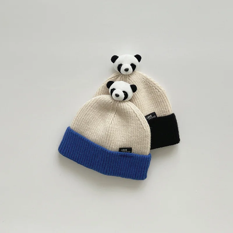 Autumn Winter Baby Beanies Lovely Cartoon panda Accessories Kids Boys Girls Knitted Hats Soft Warm Children Caps