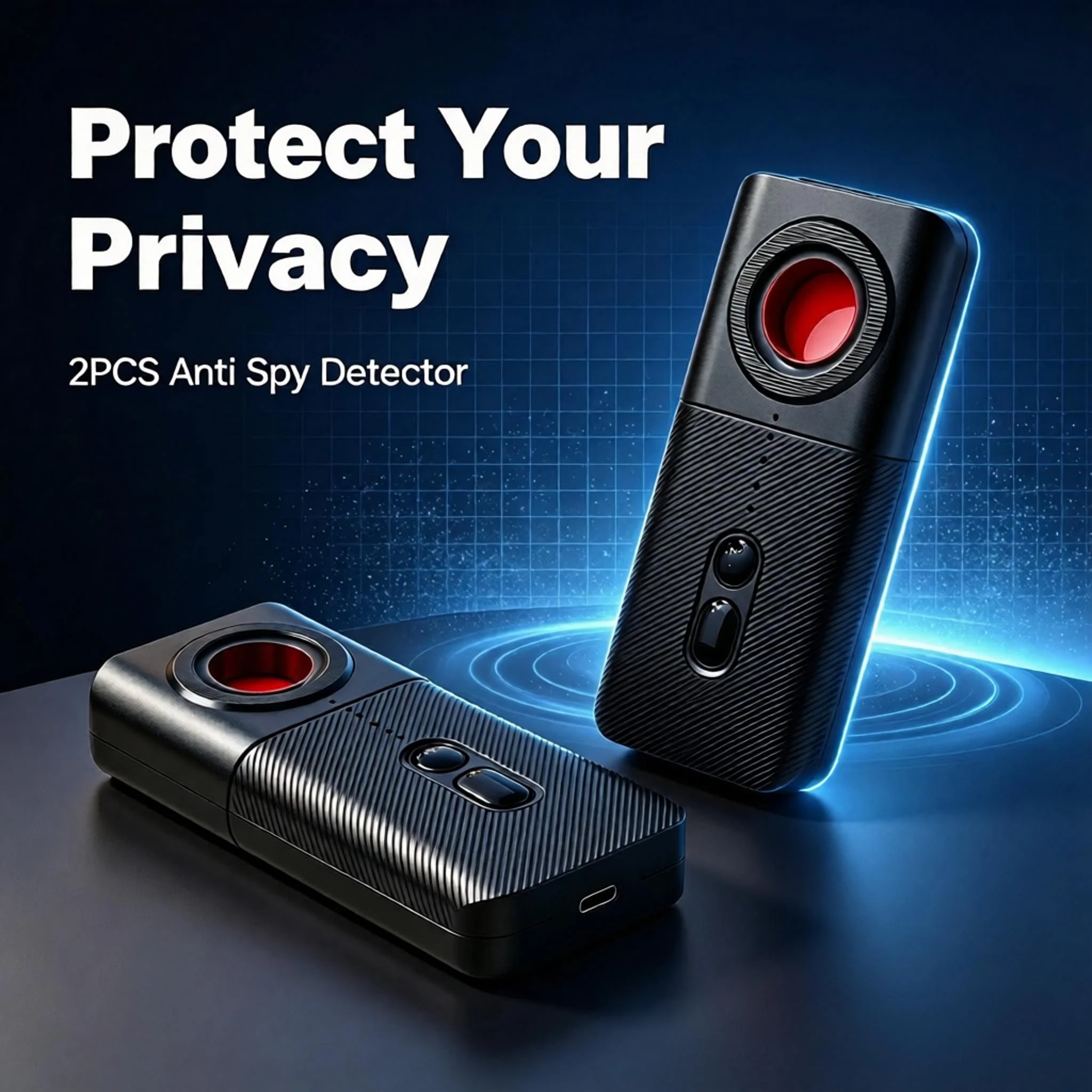2PCS Mini Hidden Camera Detector, Mini RF Signal And Lens Scanner, Adjustable Sensitivity Anti-Spy Detector for Hotel, Airbnb, Travel And Bathroom Privacy Protection
