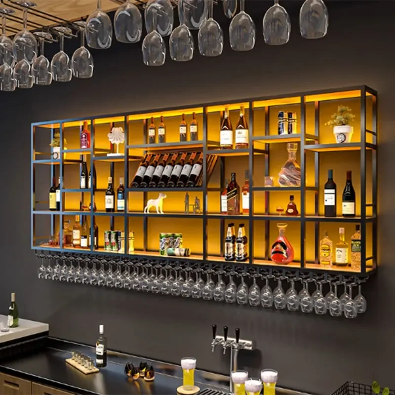 Luxuoso armazenamento de vinho rack garrafa moderno e minimalista restaurante rack parede prateleira fantasia botines de vino casa bar móveis