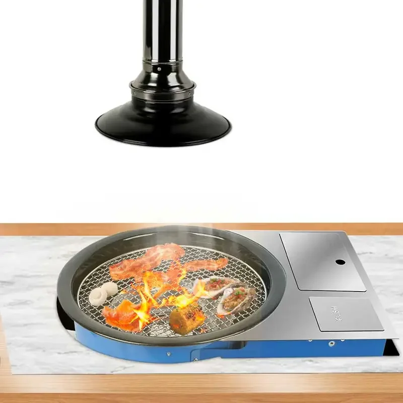 Embedded Upper Air Outlet Gas BBQ Grills  Charcoal Basin Butane Gas BBQ Grill Restaurant Indoor Desktop Barbecue Oven